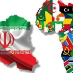 Ilustrasi peta Iran dan benua Afrika menggambarkan lonjakan 66 persen ekspor Iran ke 39 negara Afrika dalam sembilan bulan pertama tahun kalender Iran 2025, dengan total perdagangan mencapai 940 juta dolar AS, didorong penguatan diplomasi dagang, dukungan pembiayaan hingga miliaran dolar, serta strategi diversifikasi pasar untuk memperkuat ketahanan ekonomi di tengah dinamika global. (Ilustrasi dibuat oleh AI: Chat GPT).